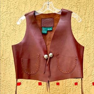 Ralph Lauren Leather Brown Vest EUC